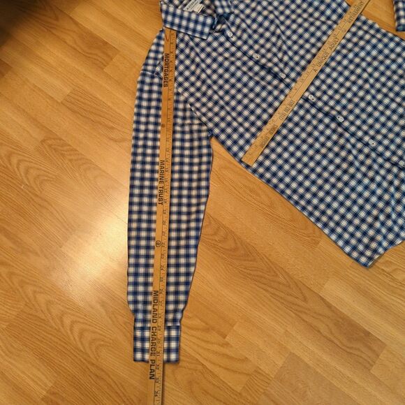 Mizzen+Main Button Up Shirt Mens Large Blue White Leeward Performance Trim Fit - Picture 3 of 8